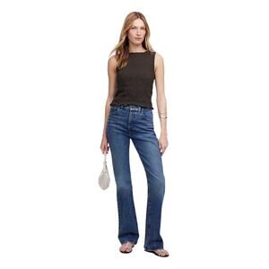 Madewell Smocked Boatneck Tank Soft Charcoal Linen Blend Top L NWT